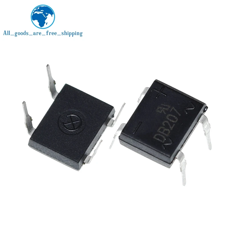 10pcs/lot diode bridge retifica DB207 DIP-4 DB207S DIP4 2A 1000V power diode rectifier 1000v electronic components