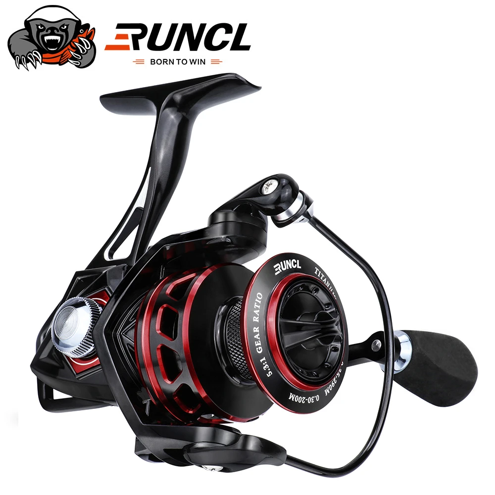 RUNCL Fishing Spinning Reel 20KG Max Drag 5.1:1 Titan II Fishing Reel Salt Water Resistance Power Fishing Reel for Bass Pike