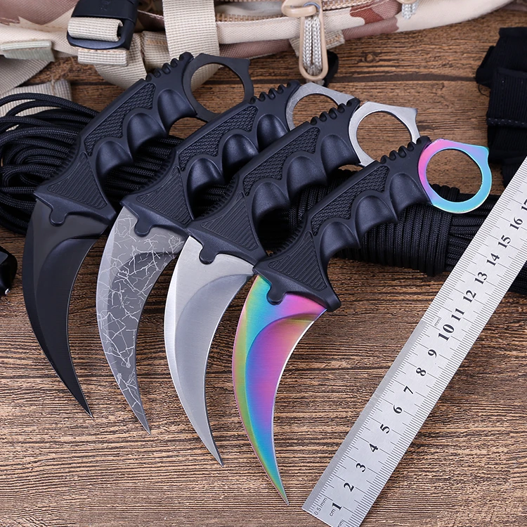 7.48'' Fixed Blade Knife with Sheath cs go Karambit Knife Outdoor Survival Tactical Camping Hunting Knives EDC Self-defense Tool