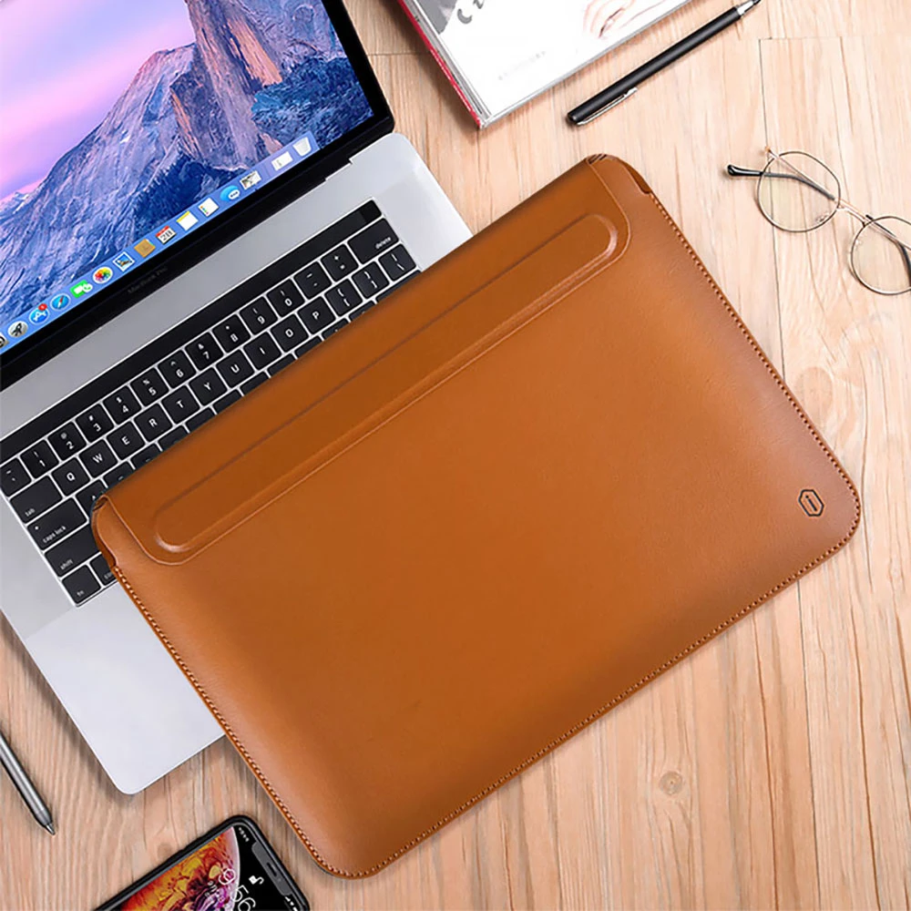 WIWU Laptop Sleeve for Macbook Pro 13 case Portable Laptop Bag 13.3 Inch PU Leather Waterproof Case for MacBook Air 13 Sleeve