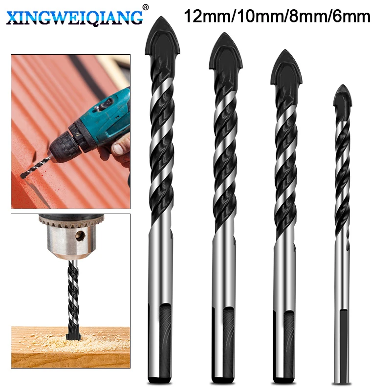 6mm 8mm 10mm 12mm Ceramic Tile Drill Bits Masonry Drill Bits Set for Glass Brick Concrete Wood Tungsten Carbide Tip for Wall Mir