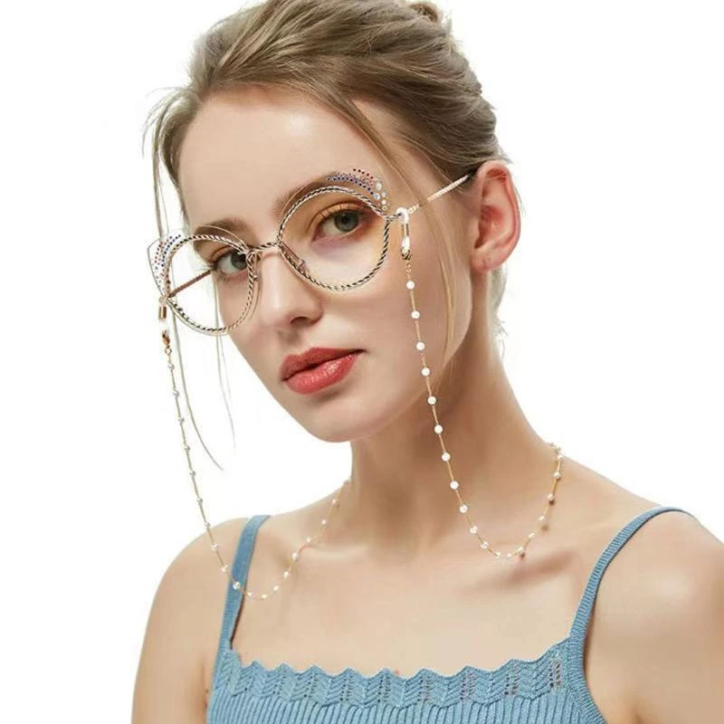 Fashion Glasses Chains Women Eyeglasses Sunglasses Eyewears Cord Holder Neck Strap Rope Chain Lady Pearl Mask Hanging Rope