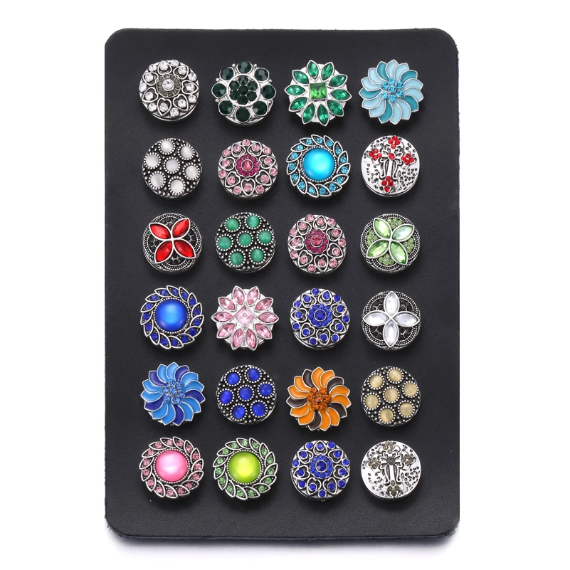 New Snap Button Jewelry Black Leather Snap Display for 24pcs 18MM & 12MM Snap Buttons Jewelry Display Soft Displays Holder