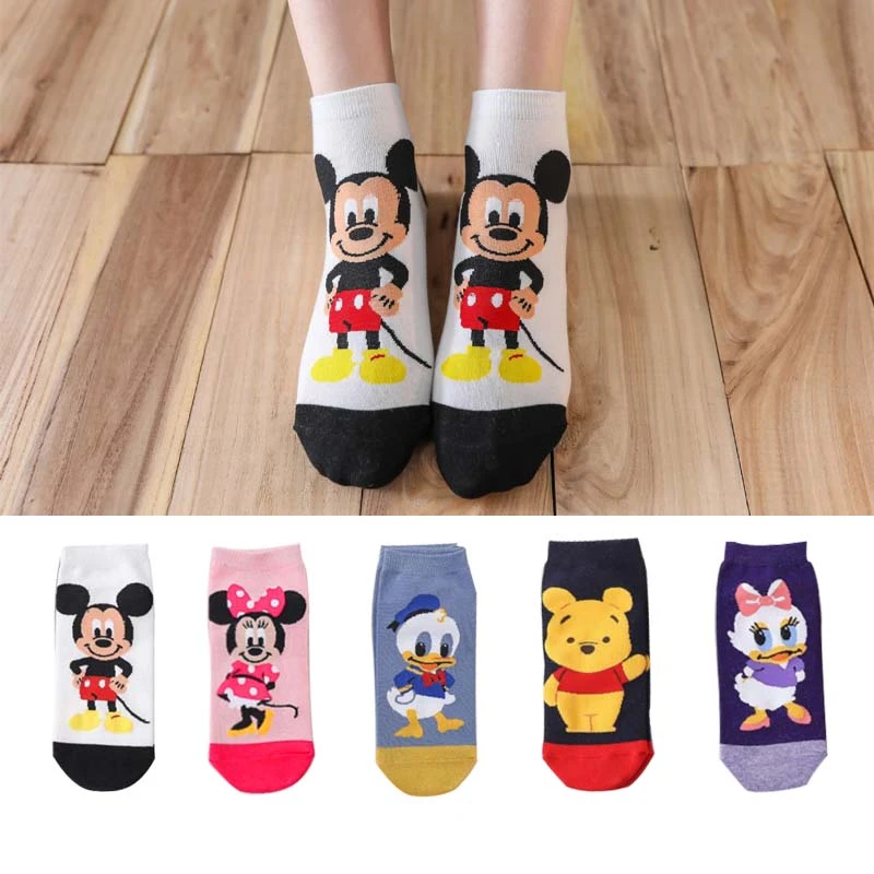 5 Pairs/Lot Casual women socks Korea cartoon animal mouse duck bear socks Cotton girl funny ankle socks size 35-41 dropshipping