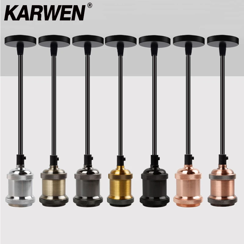 KARWEN Vintage Pendant Light Base Retro Industrial Pendant Lamp Holdr Simple Hanging Lights 110V 220V Fixtures E27 for Restaurant