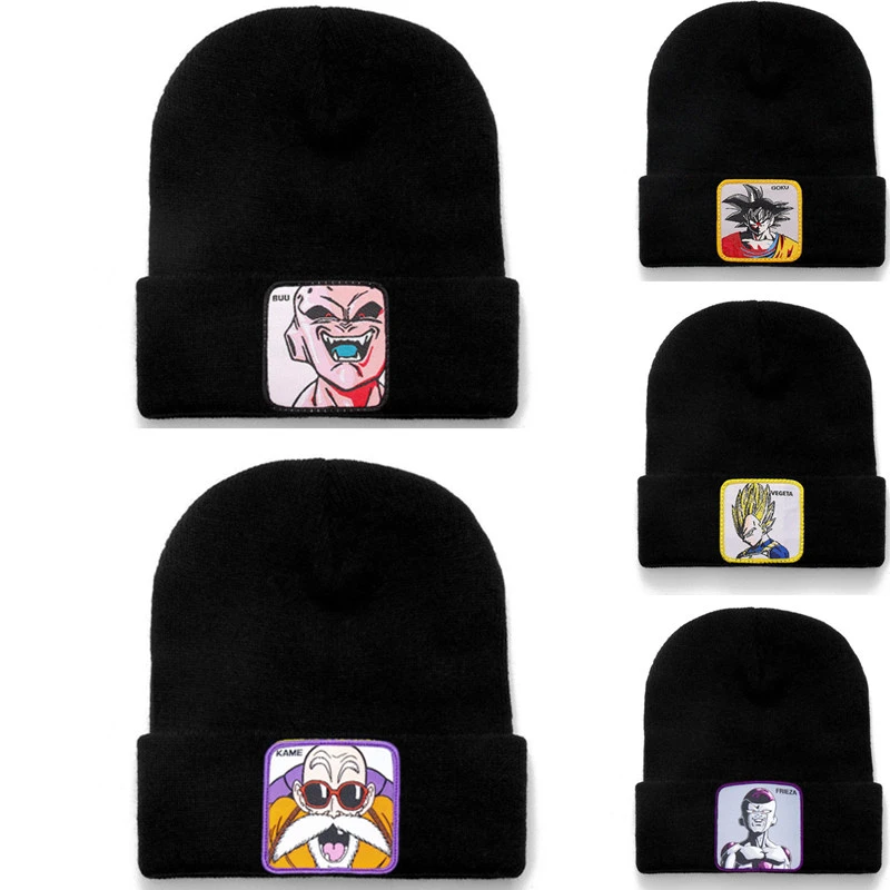 Anime Cartoon Dragon Ball Z Beanie High Quality Cotton Beanies for Men Women Warm Knitted Winter Hat Fashion Solid Unisex Cap