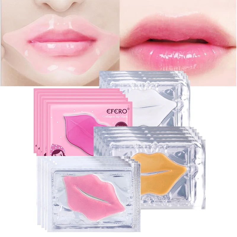 5/8/10Pack Lip Plumper Crystal Collagen Lip Mask Pads Anti Ageing Moisture Essence Gel Patch Lip Masks Lips Care Enhancer Pads