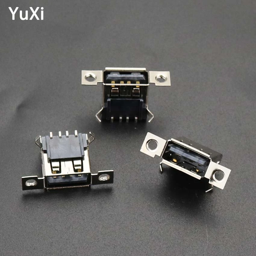 5pcs Micro USB 2.0 Female Jack 4Pins USB Port Dock Connector Tail Charging Socket With Screw Holes