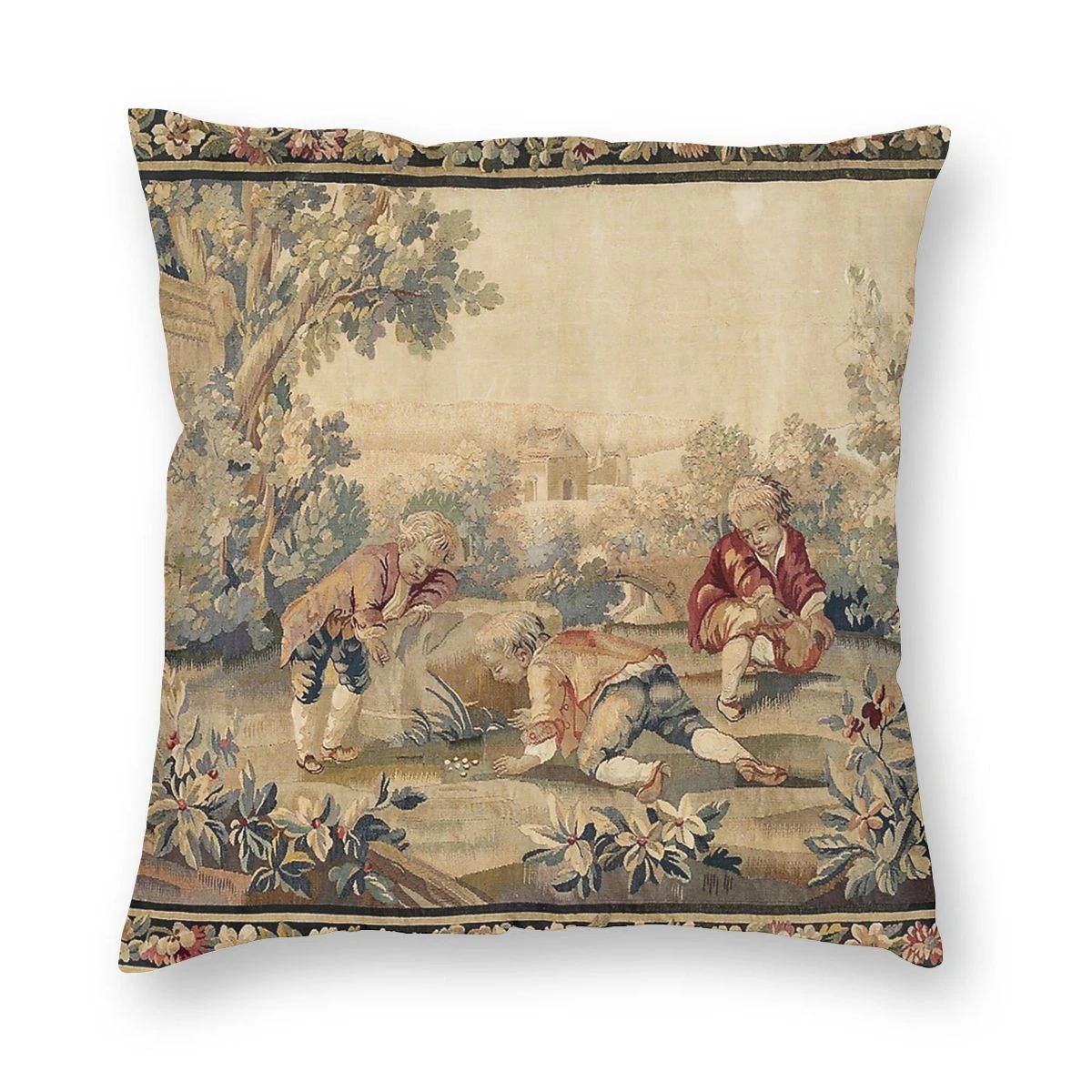 Aubusson Antique French Pillow Case Decoration Bohemian Cushions Throw Pillow for Living Room Vintage Double-sided Printing