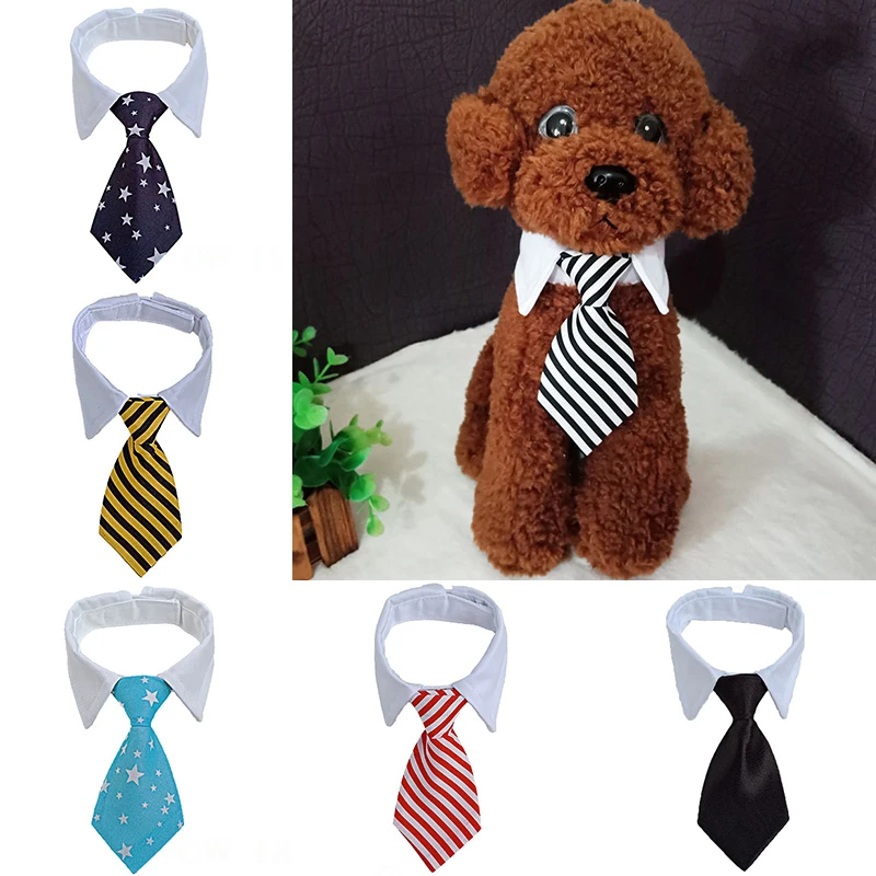 2020 Dog Cat Striped Bow Tie Animal Striped Bowtie Collar Pet Adjustable Neck Tie White Collar Dog Necktie For Party Wedding