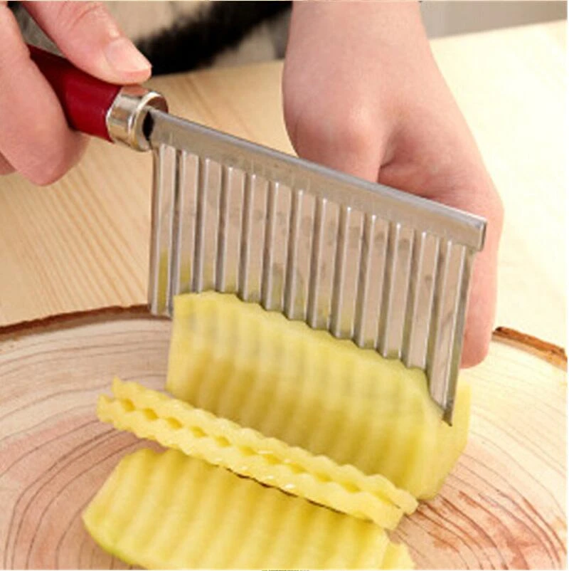 Potato French Fry Cutter Stainless Steel Kitchen Accessories Wave Knife Chopper Serrated Blade Carrot Slicer