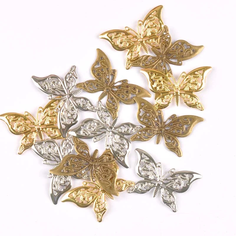 Metal Crafts Mixed Butterfly Connectors Filigree Flower Wraps For DIY Scrapbook Home Decor Embellishments 10Pcs 43x26mm yk0772