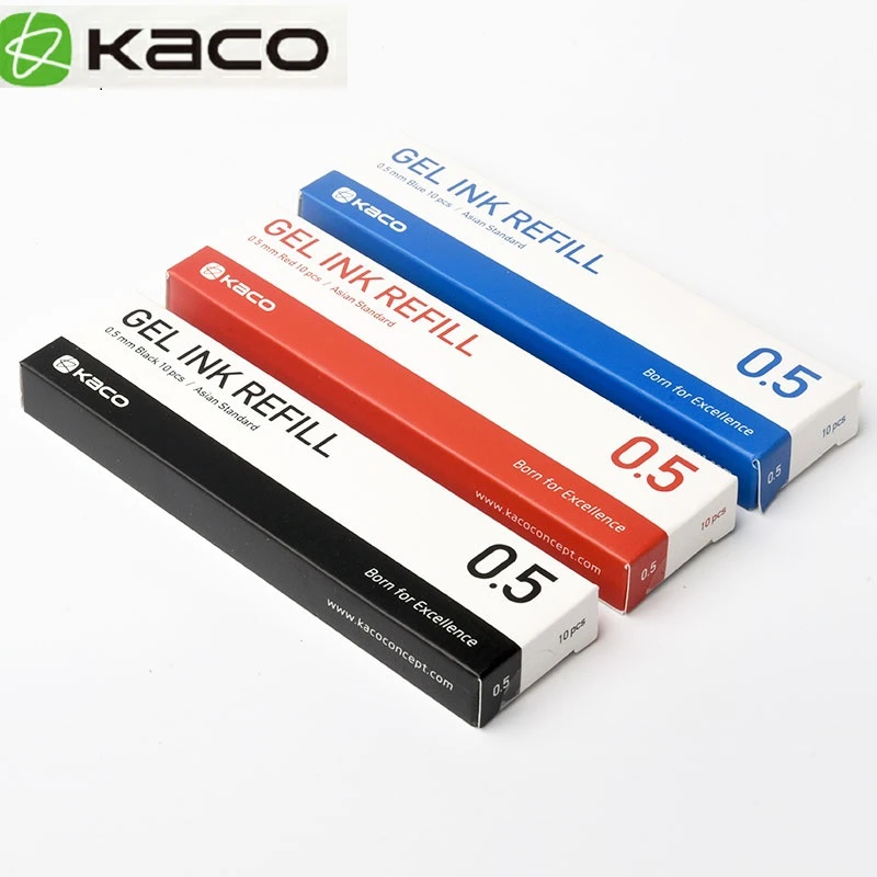 10pcs Blue/Black/Red/colorful ink For Xiaomi Pen KACO 0.5mm Signing PEN for School Office Smooth Writing Durable Signing Refill
