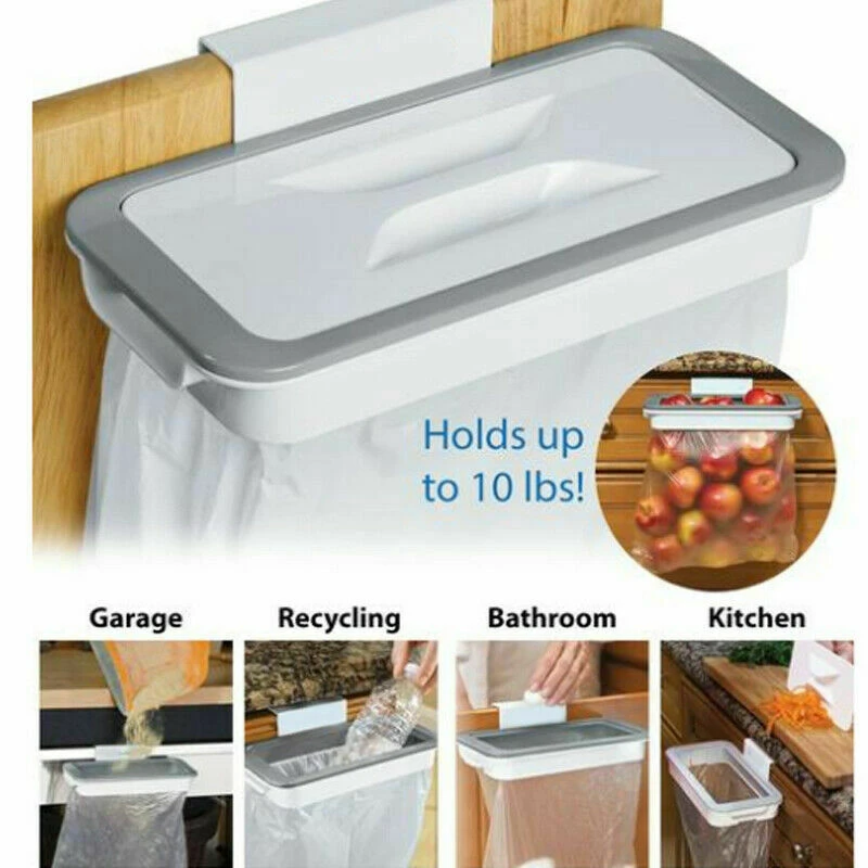 1 pc Kitchen Trash Bag Rack Plastic Cupboard Door Back Trash Garbage Bag Hanging Rubbish Bag Storage Rack