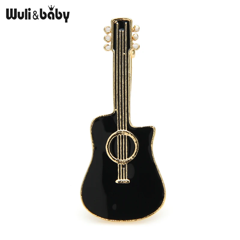 Wuli&baby Enamel Guitar Brooches For Women Instruments Casual Party Brooch Pins Gifts