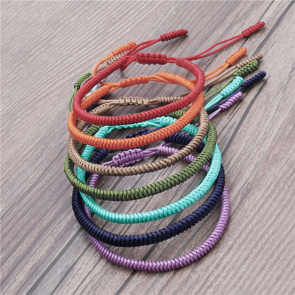 Handmade Tibetan Charm Bead Bracelet Knots Lucky Rope Bracelet Women Men Wax Thread Bracelets Adjustable