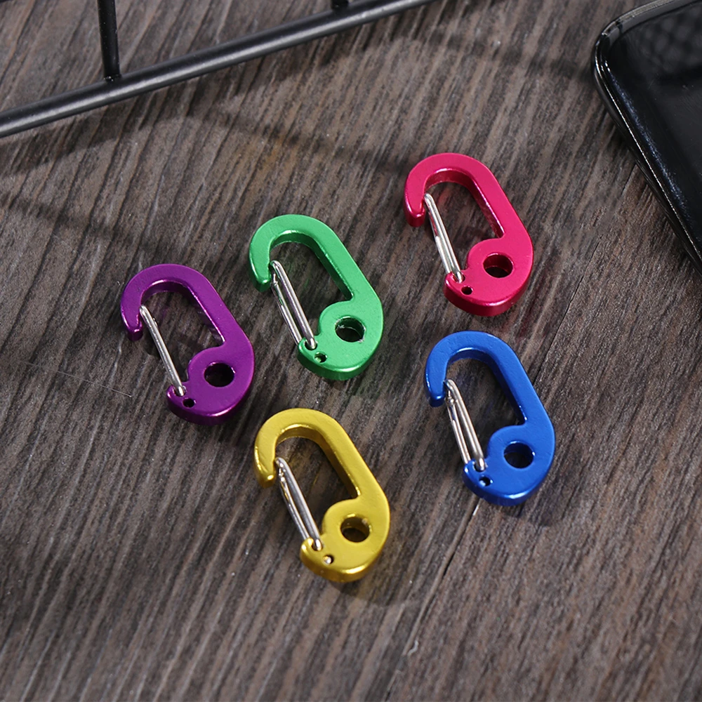 5PCs/Set D-Type Aluminum Alloy Carabiner Buckle Camping Equipment Backpack Buckle Water Bottle Hanging Buckle Snap Hook Keychain