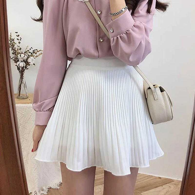 BOBOKATEER Summer White Peated Skirt Women Clothes Jupe Femme Plisada Faldas Mujer Moda 2021 Black Sexy Skirts Mini Spodnica