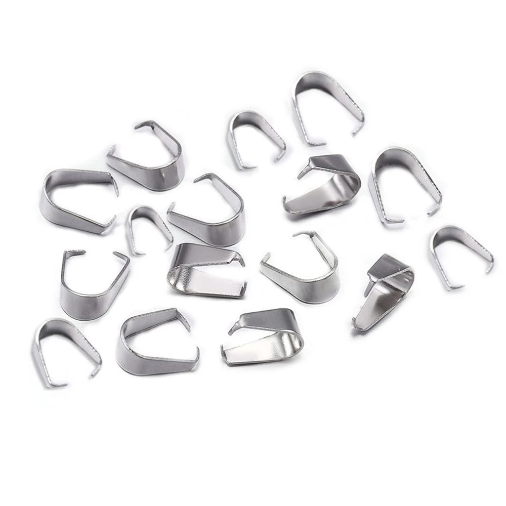 50/100pcs Stainless Steel Pendant Pinch Bail Clasps Necklace Hooks Clips Connector For Jewelry Making Findings Accessories DIY