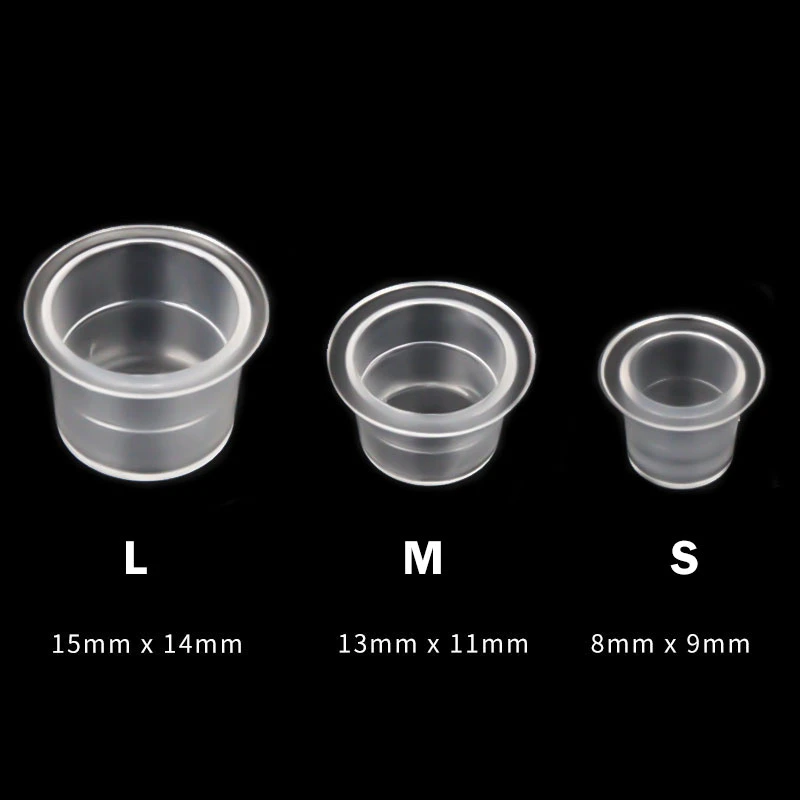 100pc S/M/L Plastic Disposable Microblading Tattoo Ink Cups Permanent Makeup Pigment Clear Holder Container Cap Tattoo Accessory