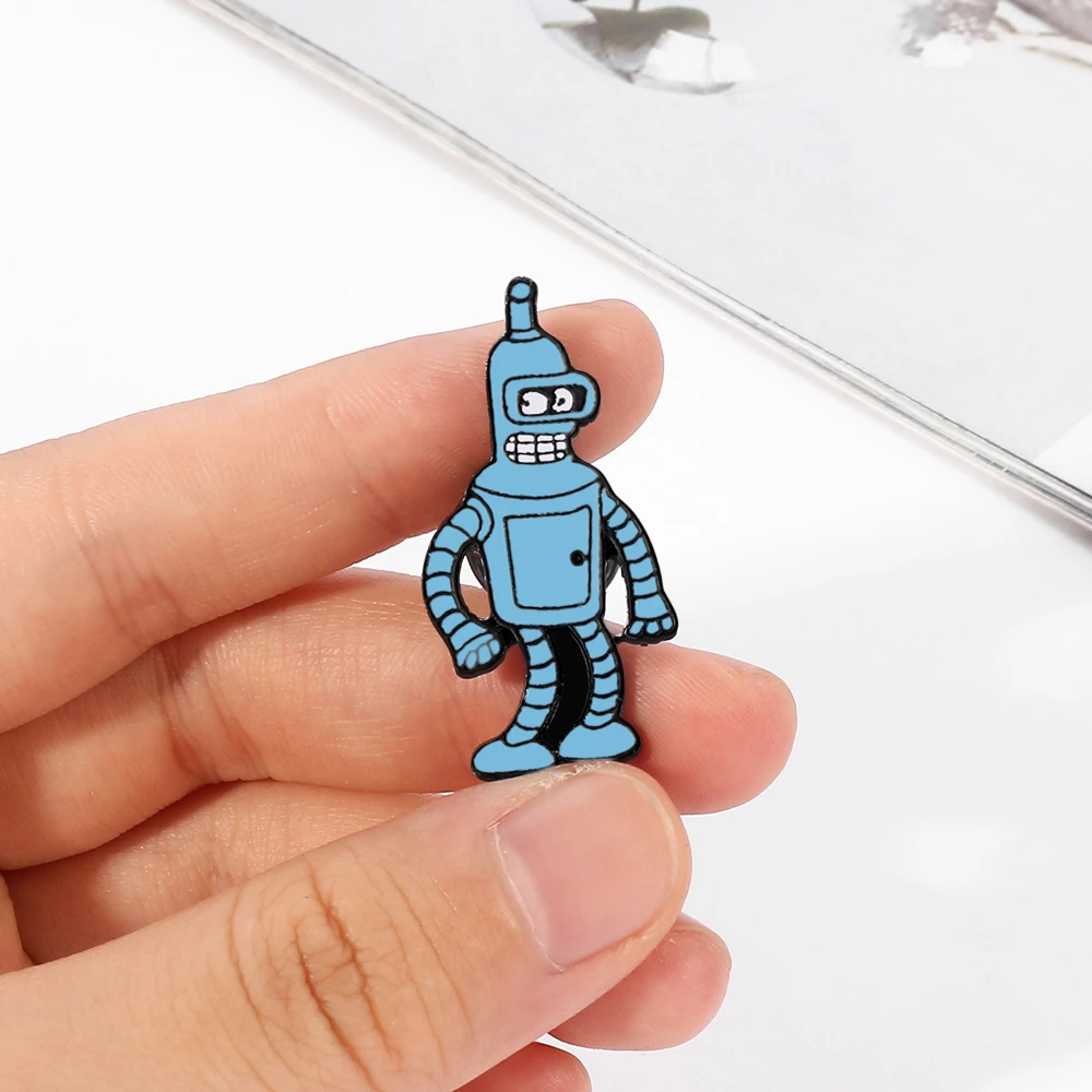 Fly into the future brooch Creative Robot Bender lapel pin Cute Badge Gifts for Kids Kawaii wonderful cartoon series collection