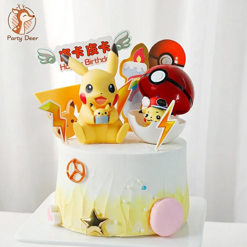 Anime Pika Action Figure Toys Cute Model Pvc yellow animals Cake elves ball Toys For Children Collectibles Birthday Decoration