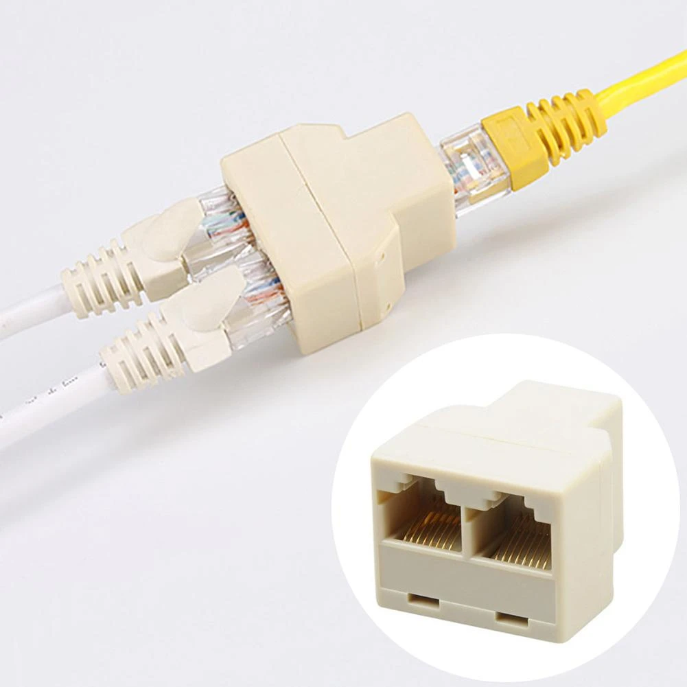 RJ45 Splitter Adapter 1 to 2 Dual Female Port CAT5/6 LAN Ethernet Sockt Network Connections Splitter Adapter P15 Adapter