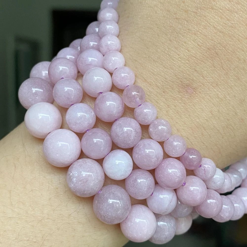 Natural Kunzite Purple Spodumene Stone Beads Round Loose Spacer Beads For Jewelry Making Findings Diy Bracelet Charm 6 8 10mm