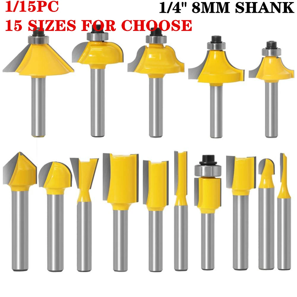 1PC 1/4 Inch Shank Woodworking Router Bit 6.35mm 8mm Shank Wood Cutting Milling Cutter Tools