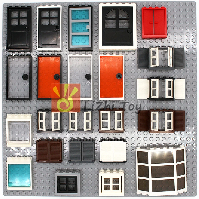 MOC Bricks Landscape Architecture Doors and Windows DIY Intelligence Block Compatible with All Brands Assembles Particles