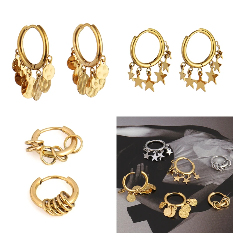 Stainless Steel Earrings For Women Hoop Earrings Circle Earring Fashion Jewelry Earrings 2021 Trend Star Drop Earrings Gift