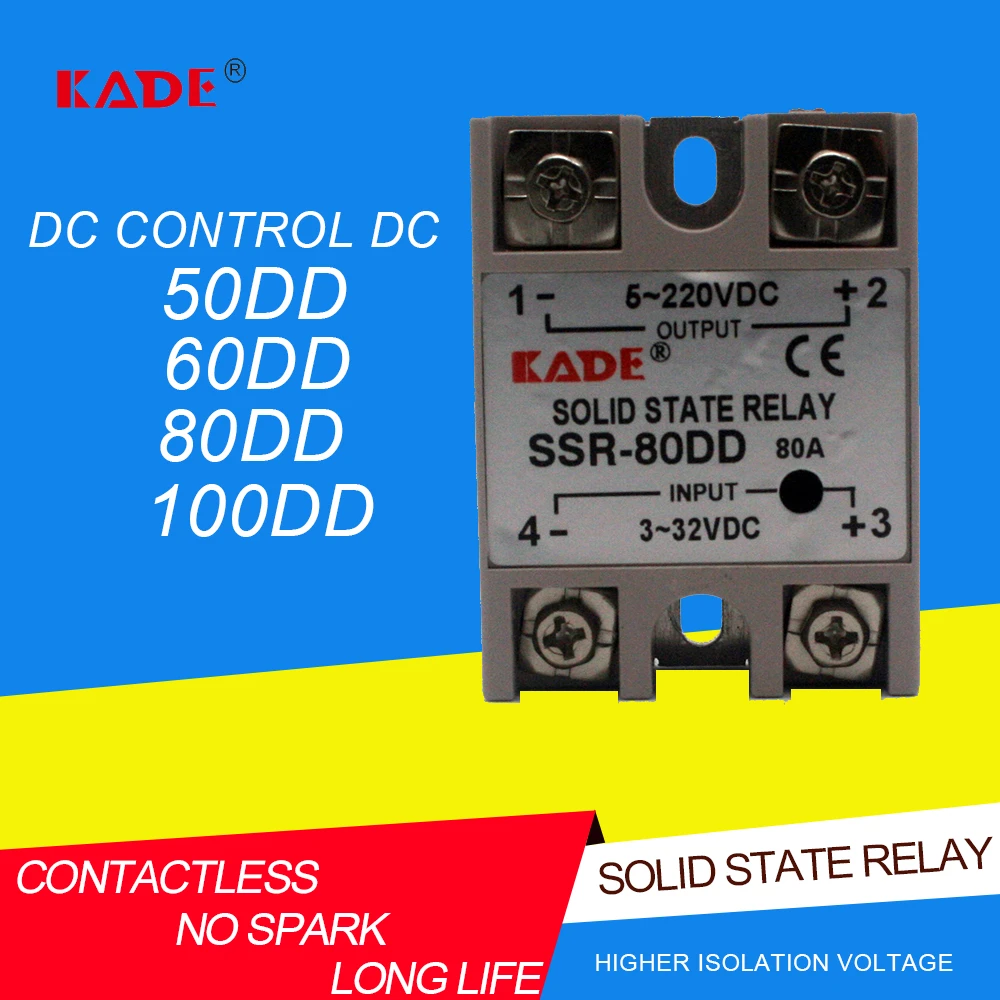 SSR -50DD/60DD/80DD/100DD DC control DC SSR white shell Single phase Solid state relay without plastic cover