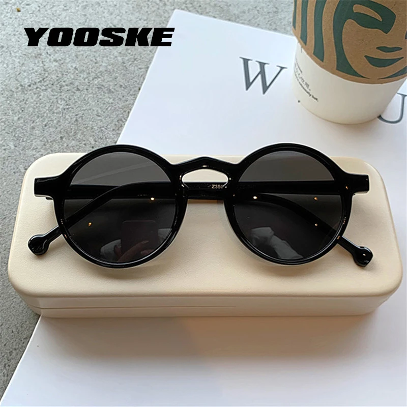 YOOSKE Retro Round Sunglasses Women Brand Designer Vintage Small Frame Sun Glasses Ladies Fashionable Korean Style Eyewear