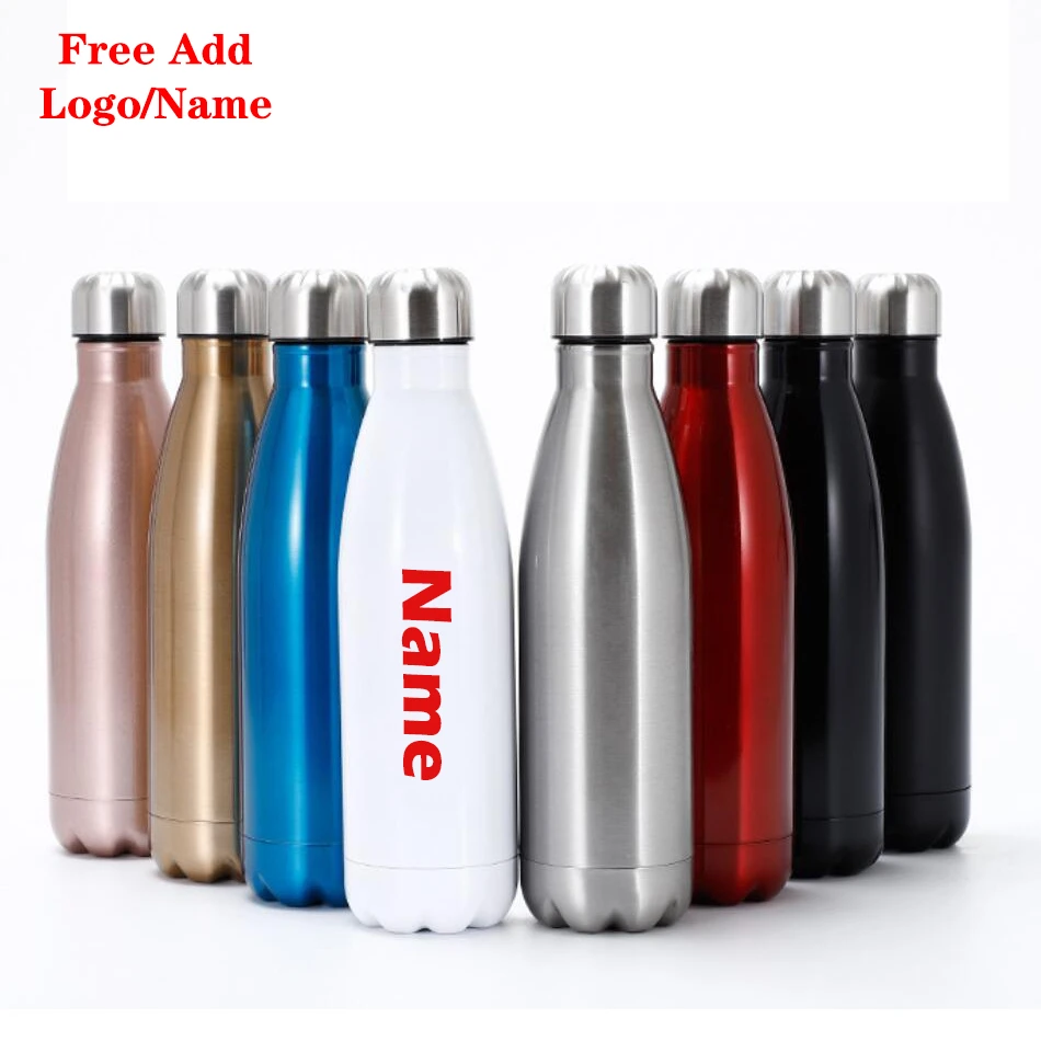 Free Custom logo name Double-wall Insulated Vacuum Flask Stainless Steel Heat Thermos For Sport Water Bottles Portable Thermoses