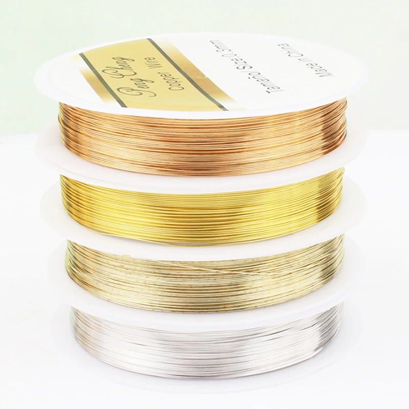 Colorfast Gold Color Alloy Copper Wire For Bracelet Necklace Jewelry DIY Accessories 0.3/0.4/0.5/0.6mm Craft Beading Wire
