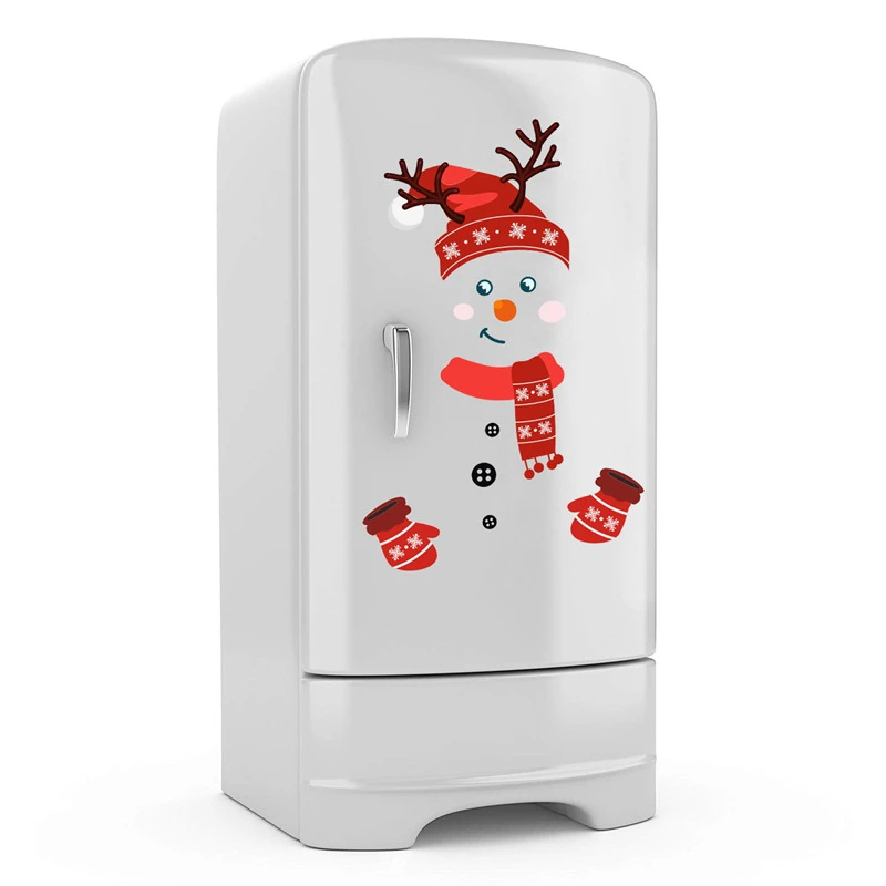 Christmas Wall Sticker Xmas Snowman Refrigerator Stickers Merry Christmas Feliz Navidad Decor For Home 2022 Happy New Year Decor