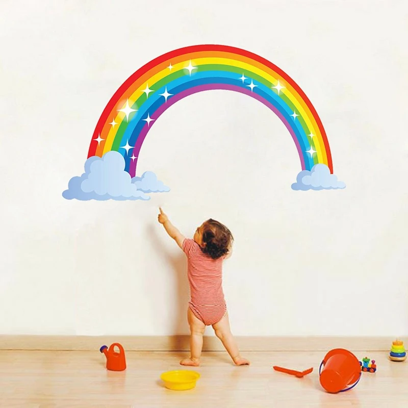 Cartoon rainbow cloud Wall Sticker Creative kids room bedroom decoration Mural Art Decals home decor wallpaper nursery stickers