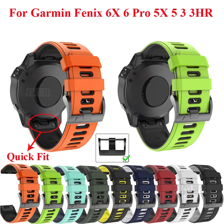 26 22mm Silicone Watchband for Garmin Fenix 6X 6 Pro Watch Quick Release Easy fit Wrist Band Strap For Fenix 5X 5 Plus 3 3HR