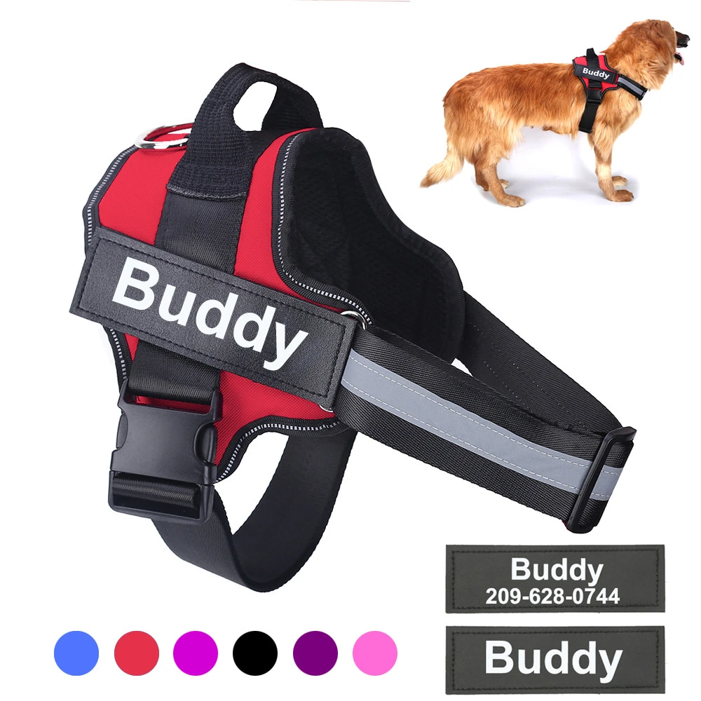 Personalized Dog Harness NO PULL Reflective Breathable Pet Harness For Small Large Dog Harness Vest With Name Custom Patch