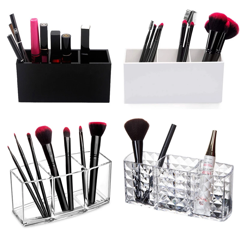 Makeup Brush Holder Makeup Organizer Cosmetic Storage Box Lipstick Eyebrow Pencil Display Stand Acrylic Transparent Plastic Box