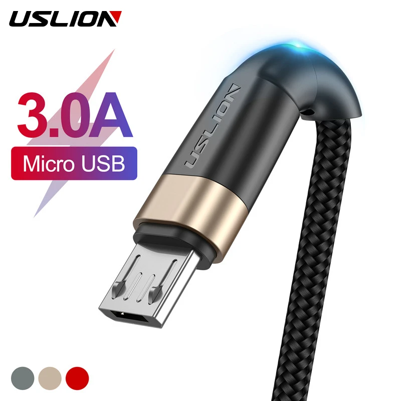 USLION 3m Micro USB Cable 3A Fast Charging USB Data Cable Cord for Samsung Redmi Note 4 5 Android Micro Mobile Phone usb Cable