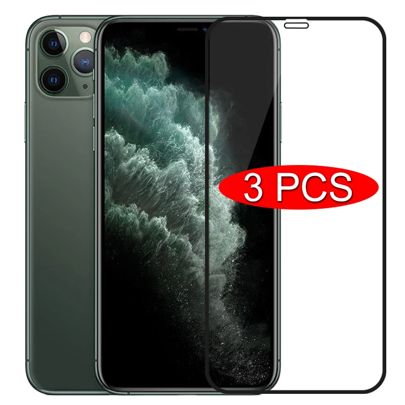 3PCS Full Cover Protective Glass On For iPhone 11 7 8 6 6s Plus SE 2020 Screen Protector For iPhone X XR XS 12 13 Pro Max Glass