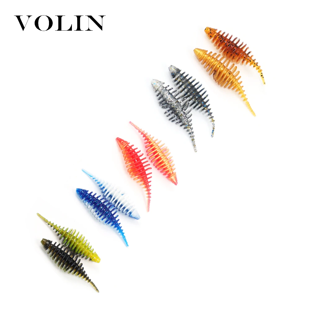 VOLIN NEW 10pcs Trout Fishing Lure 50mm 1.5g Silicone Bait Rubber Artificial Fake Bait Fishing Baits Shad Wobblers Swimbait