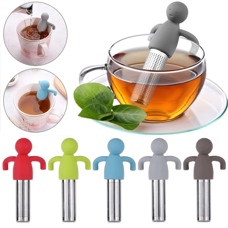 Little Man Shape Silicone Tea Strainer With Tea Infuser Filter for Brewing Tea Bags Tea Cup Decoration Kitchen Accessories&Tools