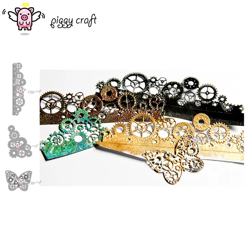 Piggy Craft metal cutting dies cut die mold Gear edge butterfly Scrapbook paper craft knife mould blade punch stencils dies