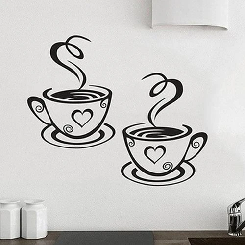 New Home Kitchen Restaurant Cafe Tea Wall Sticker Coffee Cups Sticker Wall Decor warm house European style wall sticker fine