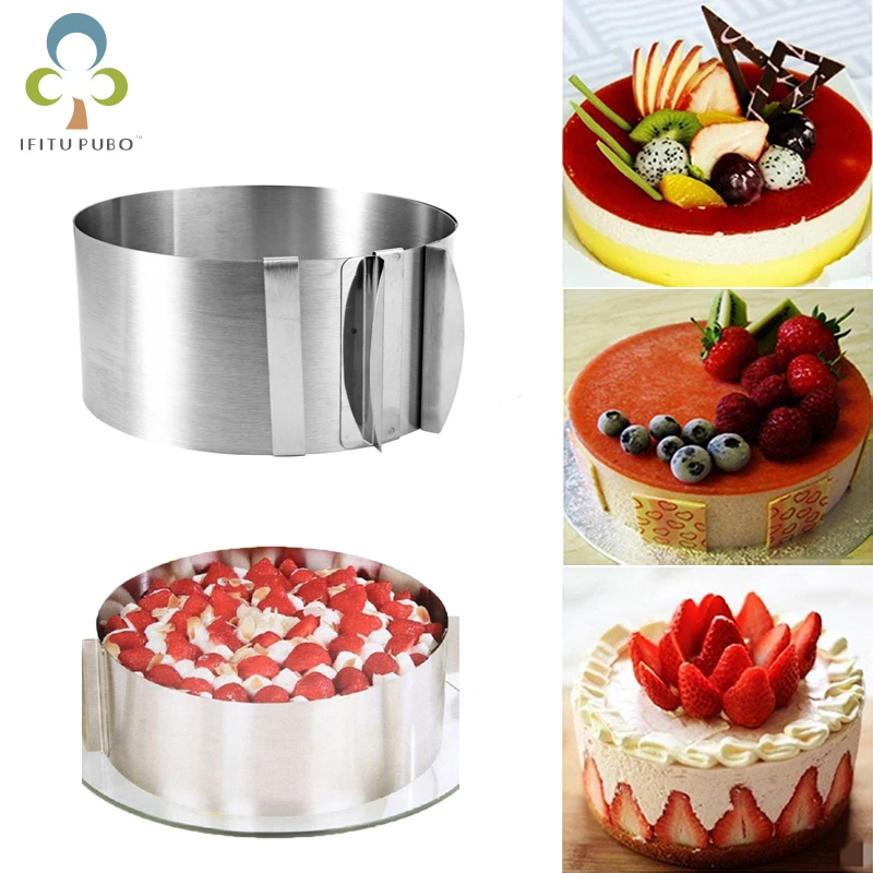 1Pc Adjustable Mousse Ring 3D Round Cake Molds Stainless Steel Baking Moulds Kitchen Dessert Cake Decorating Tools ZXH