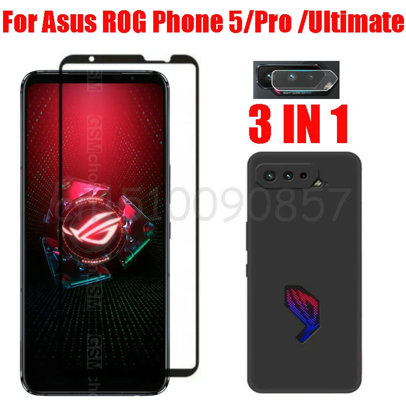 3-in-1 Camera Tempered Glass On For Asus ROG Phone 5 I005DA I005DB ZS673KS ScreenProtector Glass ROG Phone 5 Pro 2.5 D Glass