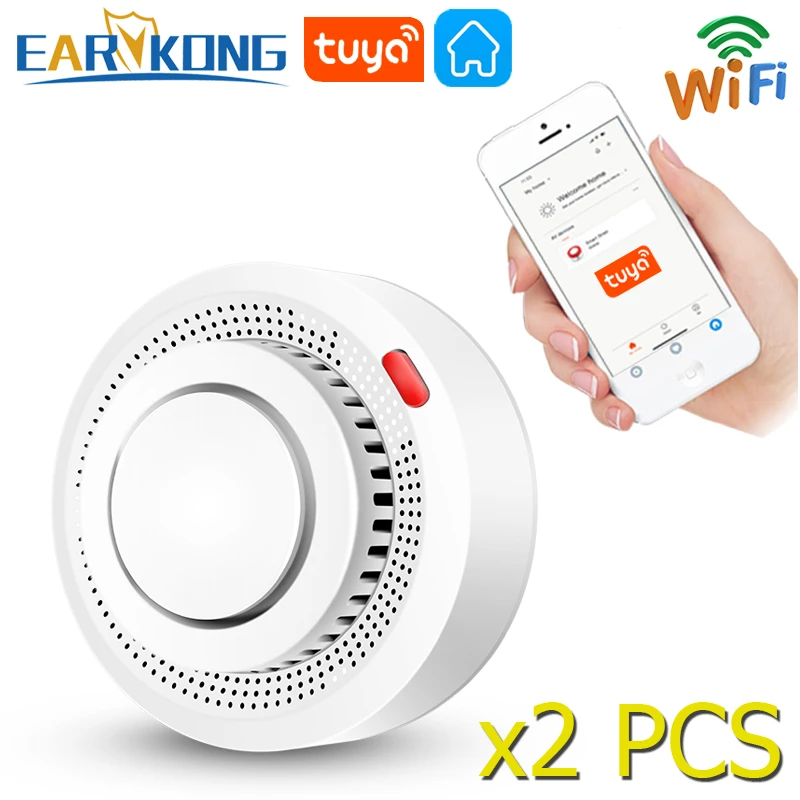 Tuya WiFi Smoke Alarm Fire Protection Smoke Detector Smokehouse Combination Fire Alarm Home Security System Firefighters