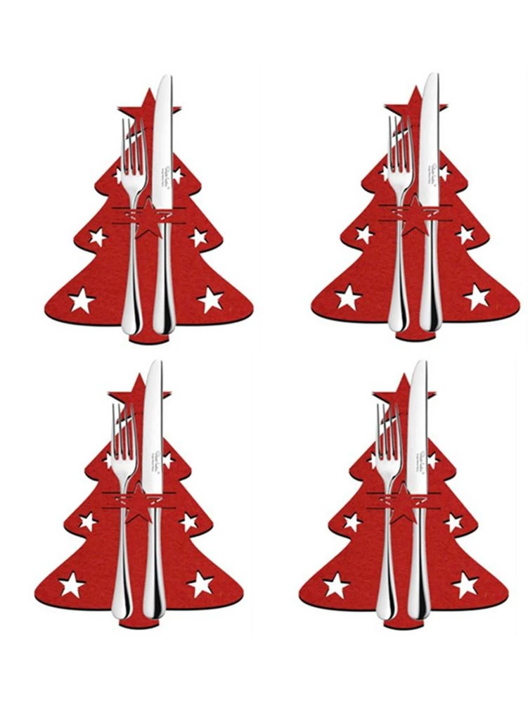 Hot Sale 1/4PCS Christmas Tree Cutlery Bag Unique Exquisite Cutlery Holder Organizer Christmas Table Knife Fork Bag Only Bag